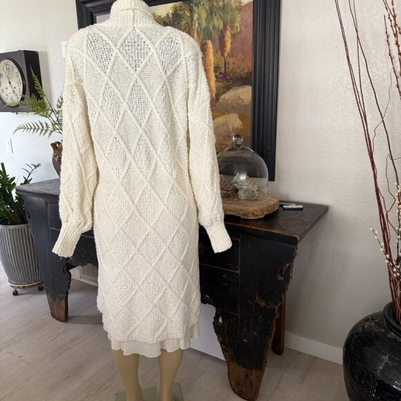 SIDEFFECTS Below the Knee Length Big Sleeved Front Pockets Comfy Cardigan - Picture 10 of 11